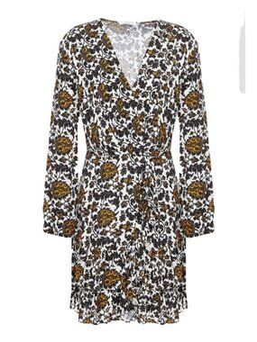 SANDRO Dami Wrap Dress Women Size 36 (US 4) Floral Ruffle Mini NEW